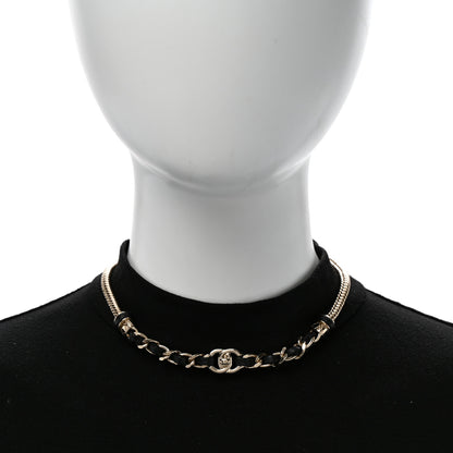 Chanel Metal Lambskin CC Turnlock Choker Necklace Black Gold 2 of 6