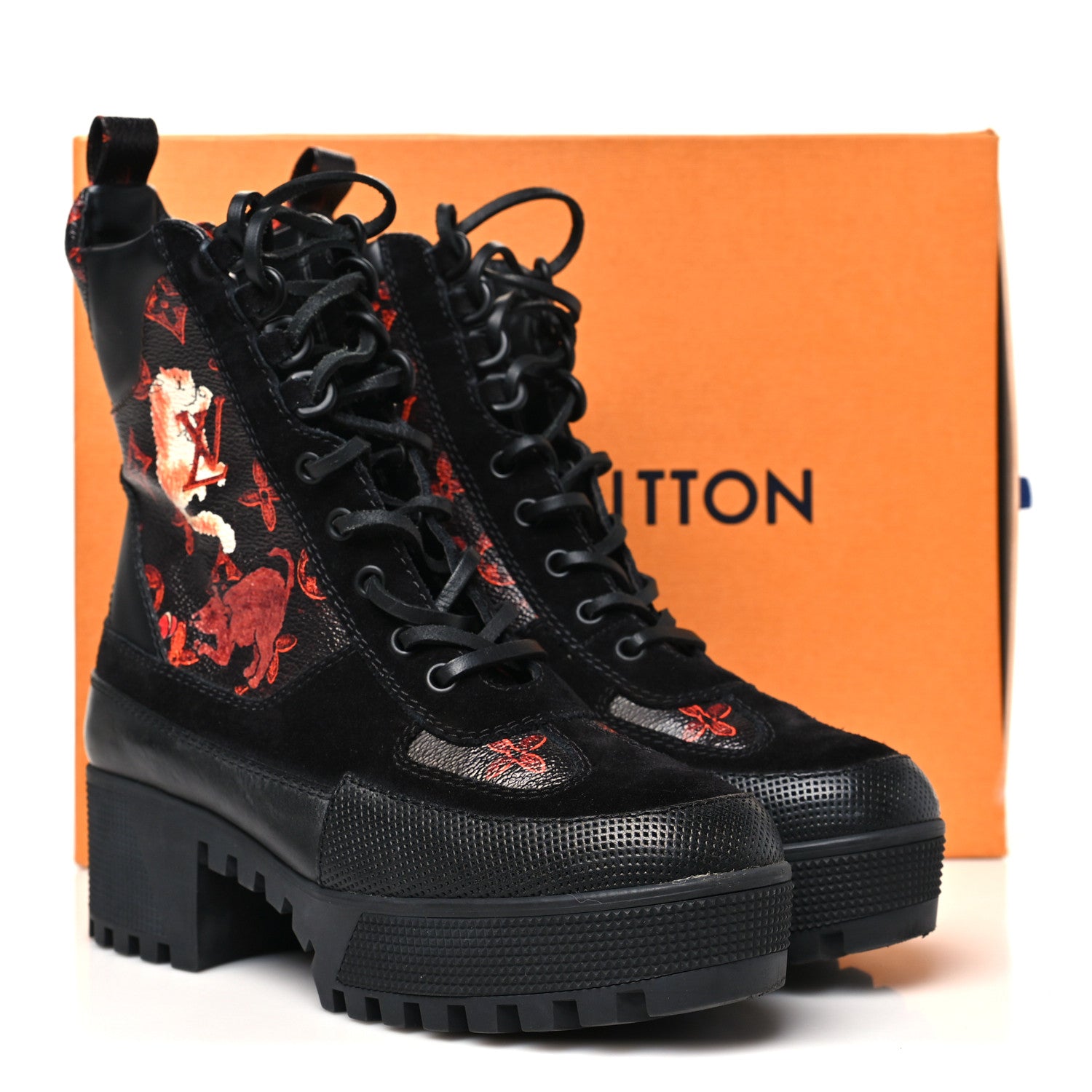 Louis Vuitton Suede Calfskin Catogram Laureate Platform Desert