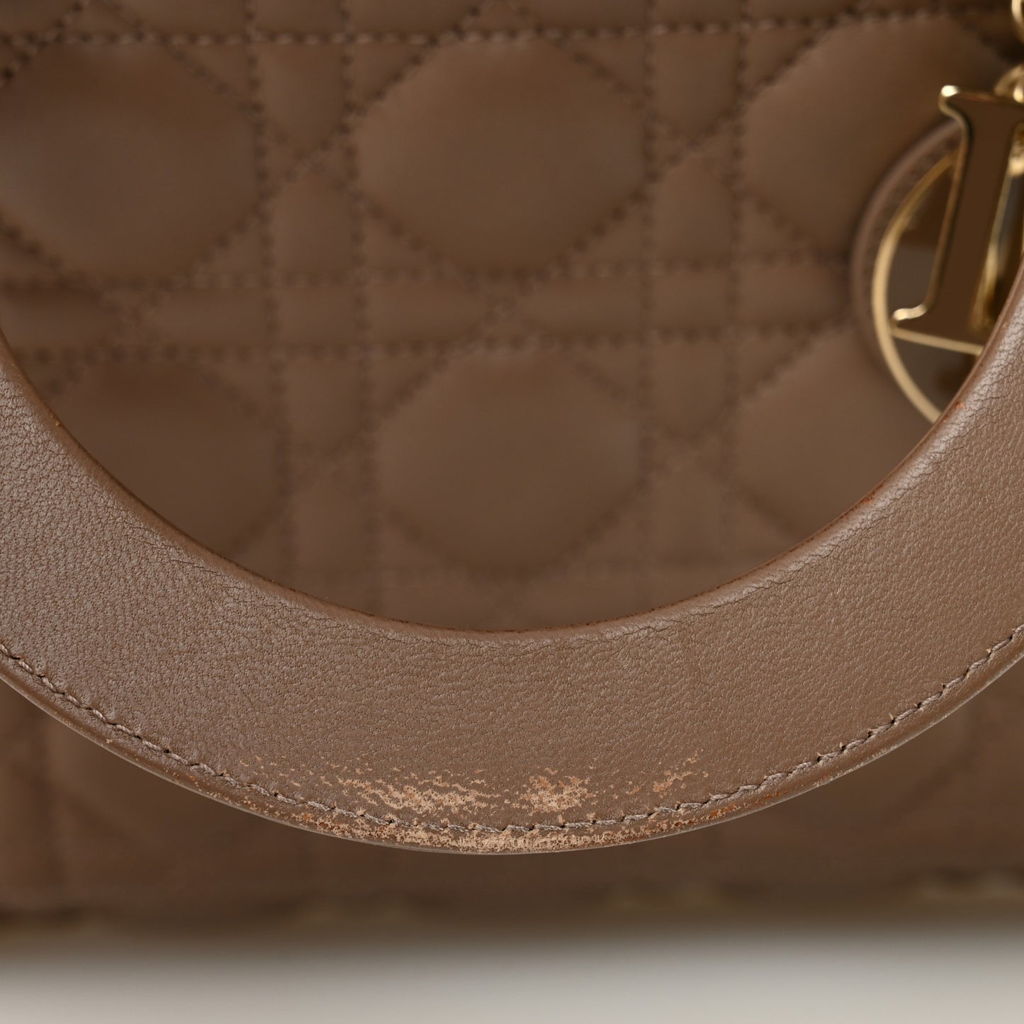 Lambskin Cannage Medium Lady Dior Warm Taupe