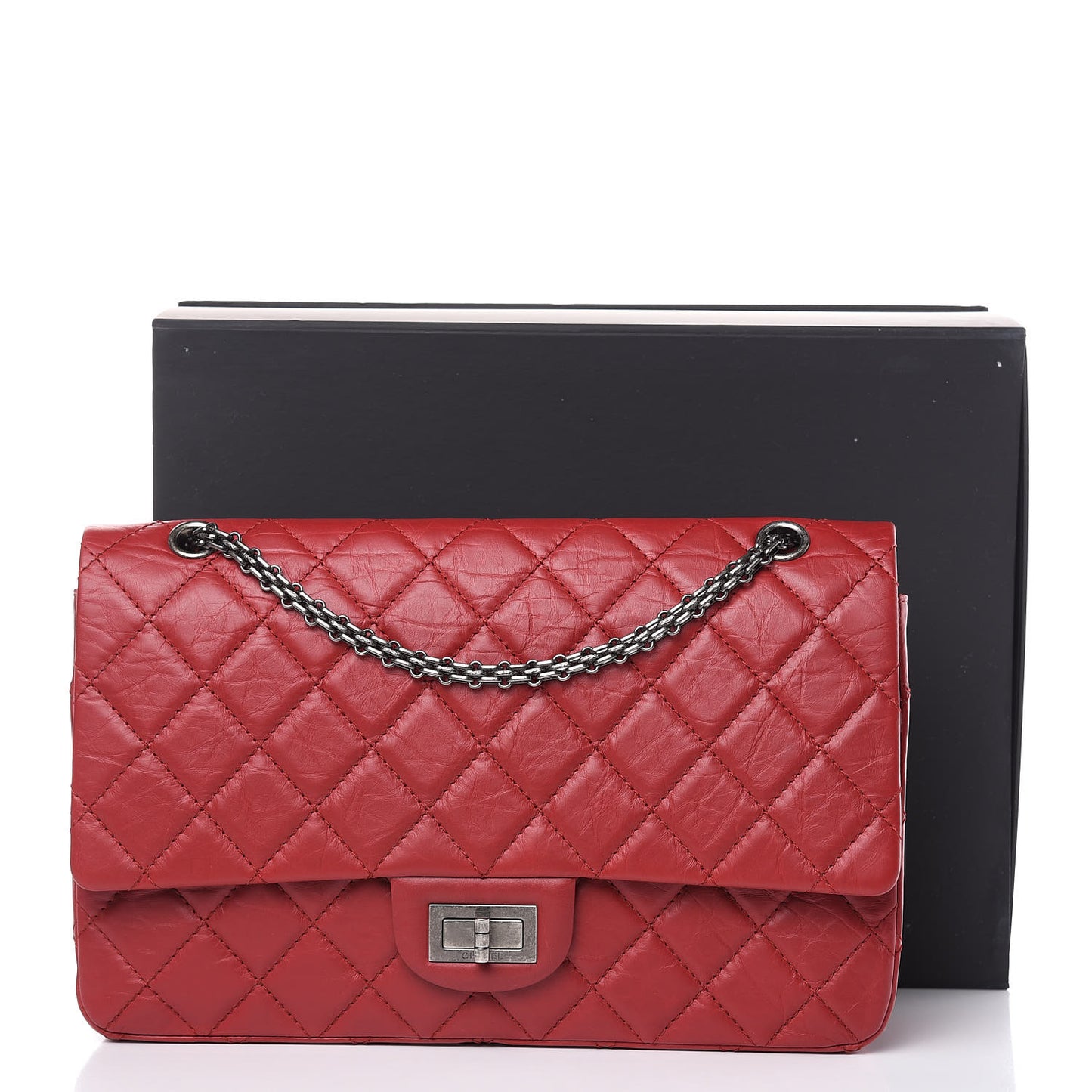 Aged Calfskin Quilted 2.55 Reissue 227 Flap Red