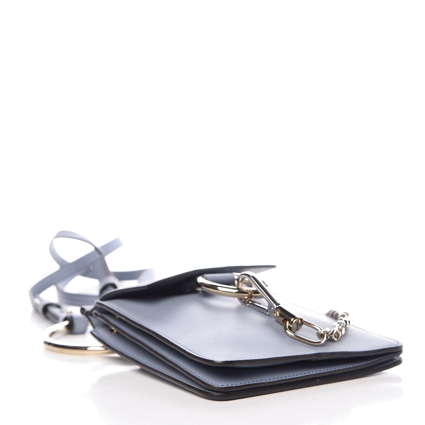Suede Calfskin Mini Faye Bracelet Bag Washed Blue