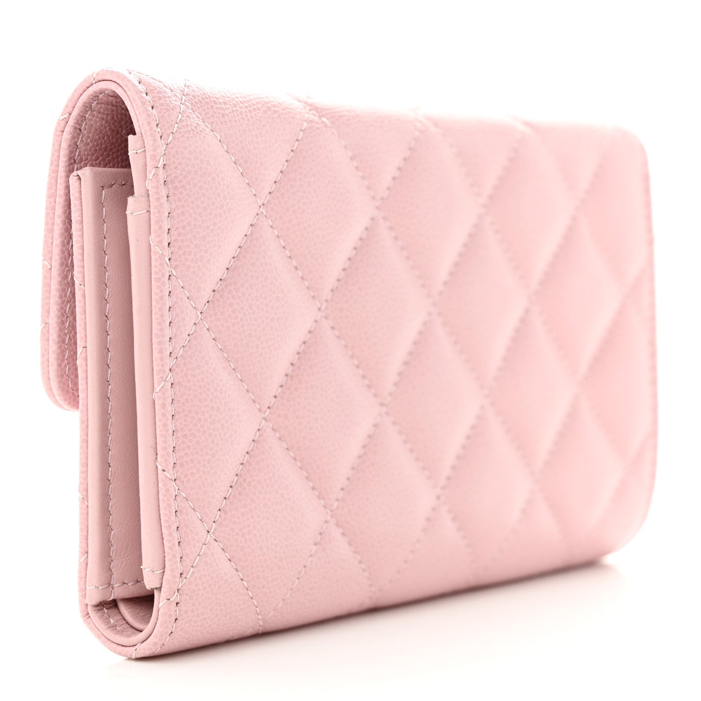 Caviar Quilted Studded CC Medium Flap Wallet Pink