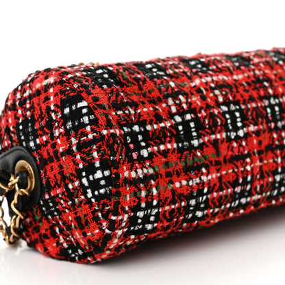 Chanel Tweed Calfskin Signe Bowling Bag Red Black 9 of 10