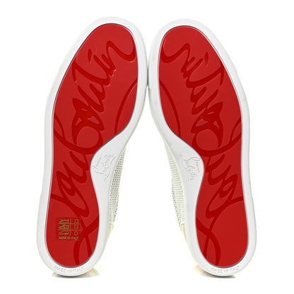 Christian Louboutin Calfskin Perforated Patent Vieira Flat Sneakers 38 White 6 of 10