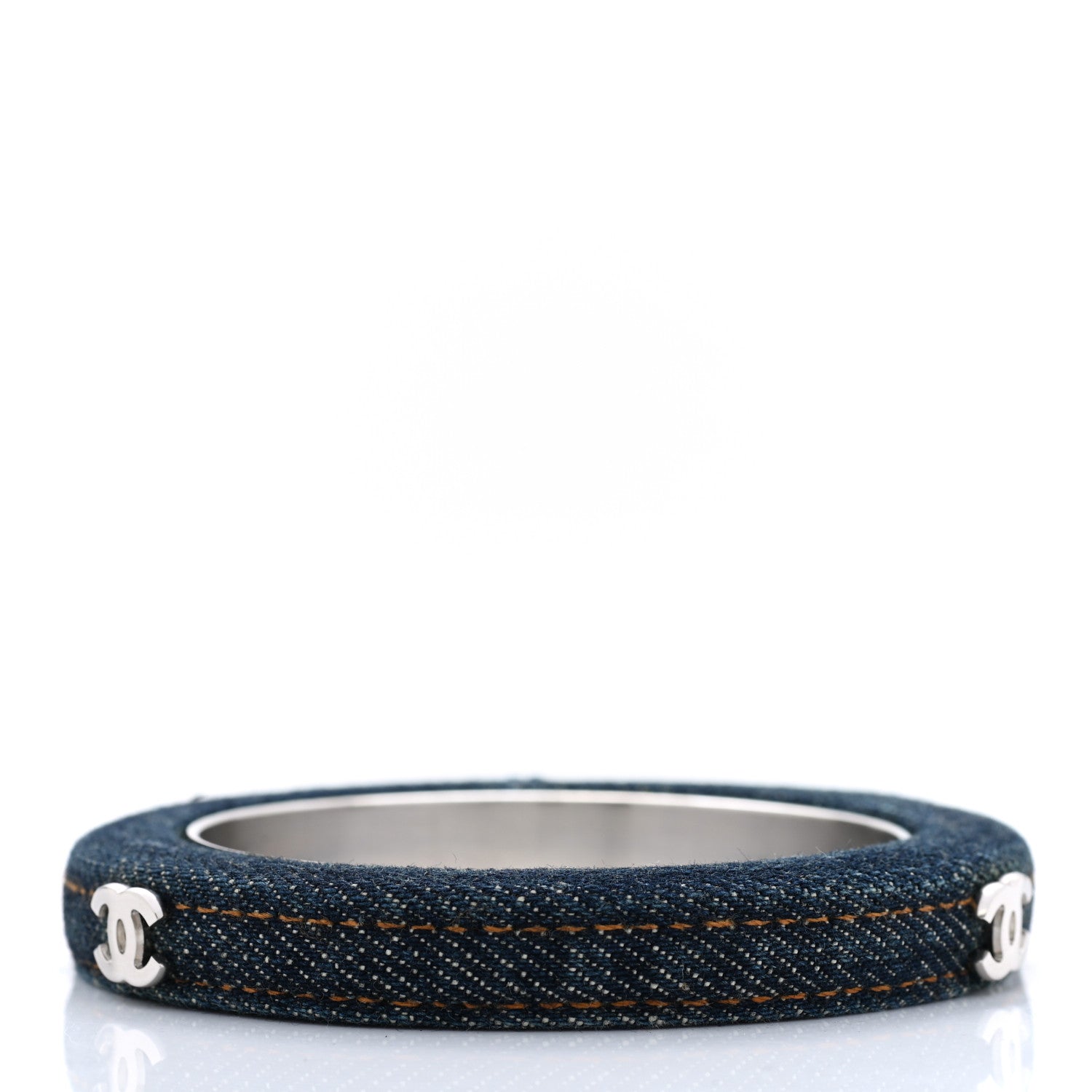 Chanel Denim CC Narrow Bangle L Blue 3 of 4