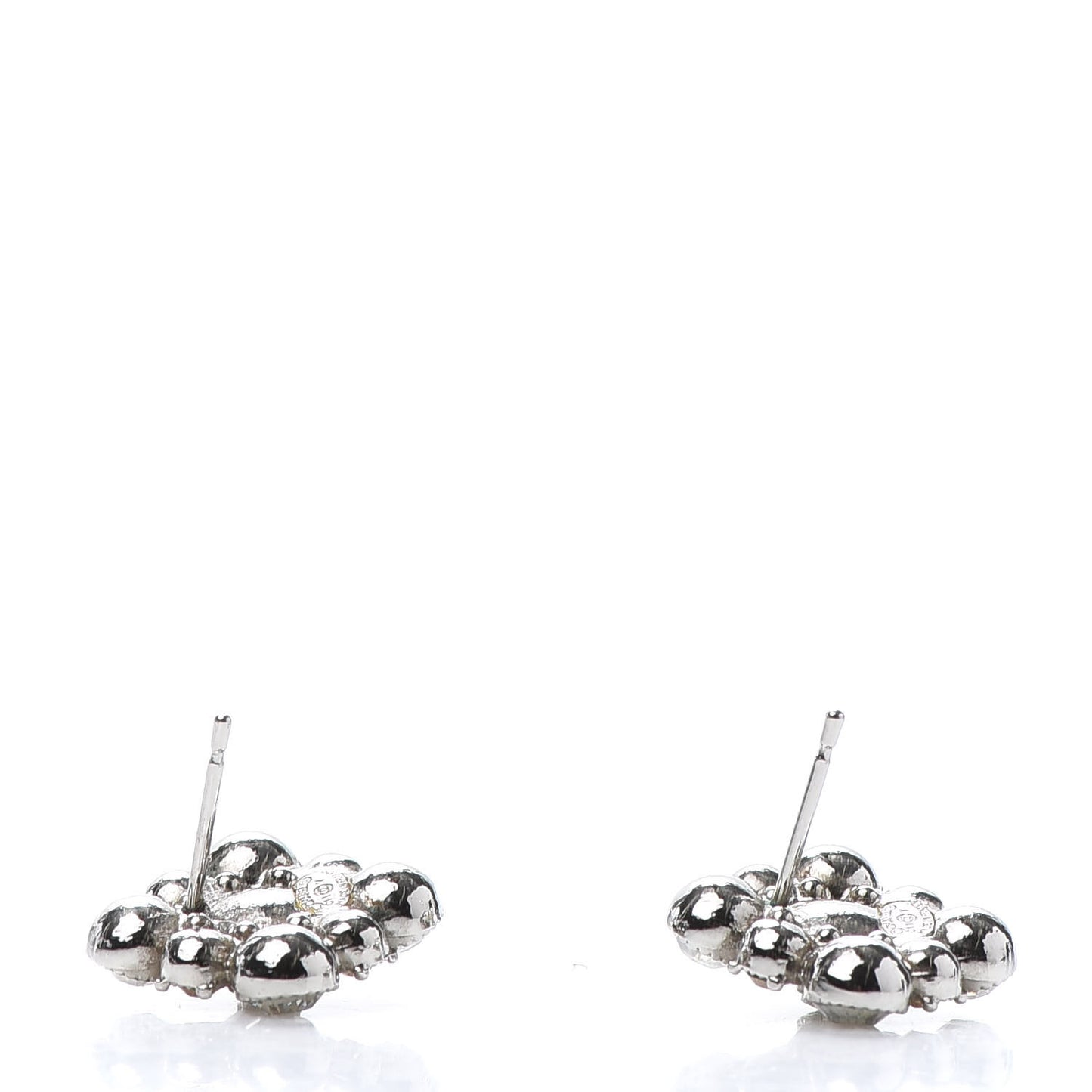 Crystal CC Flower Earrings Silver