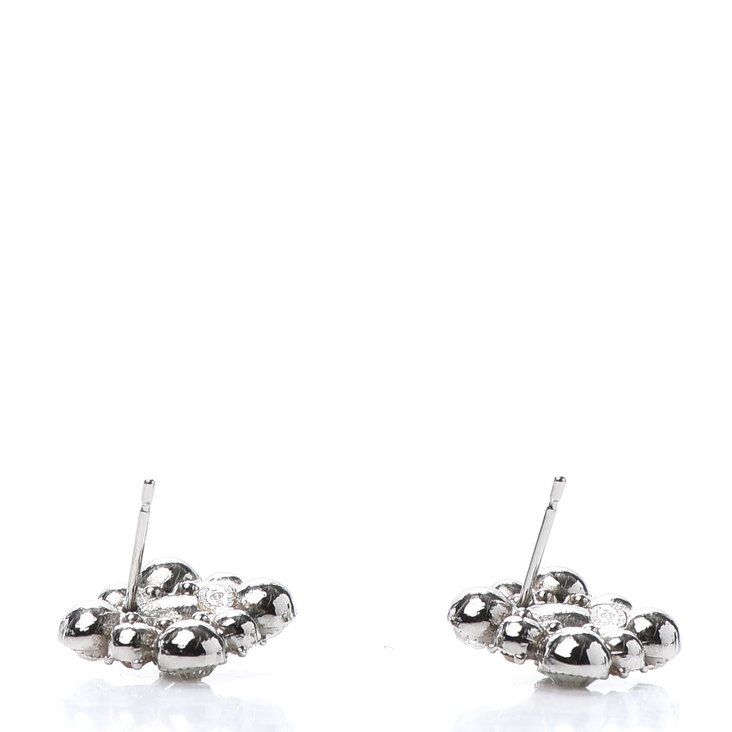 Chanel Crystal CC Flower Earrings Silver 3 of 5