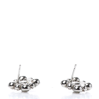 Chanel Crystal CC Flower Earrings Silver 3 of 5