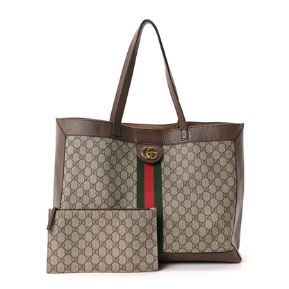 Gucci GG Supreme Monogram Web Ophidia Tote Brown 3 of 11