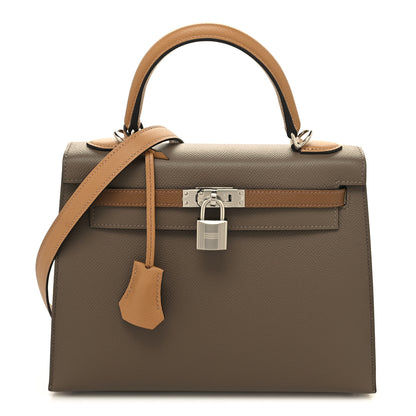 Hermes Epsom Tri-Color Kelly Sellier 25 Etoupe Alezan Biscuit 1 of 11