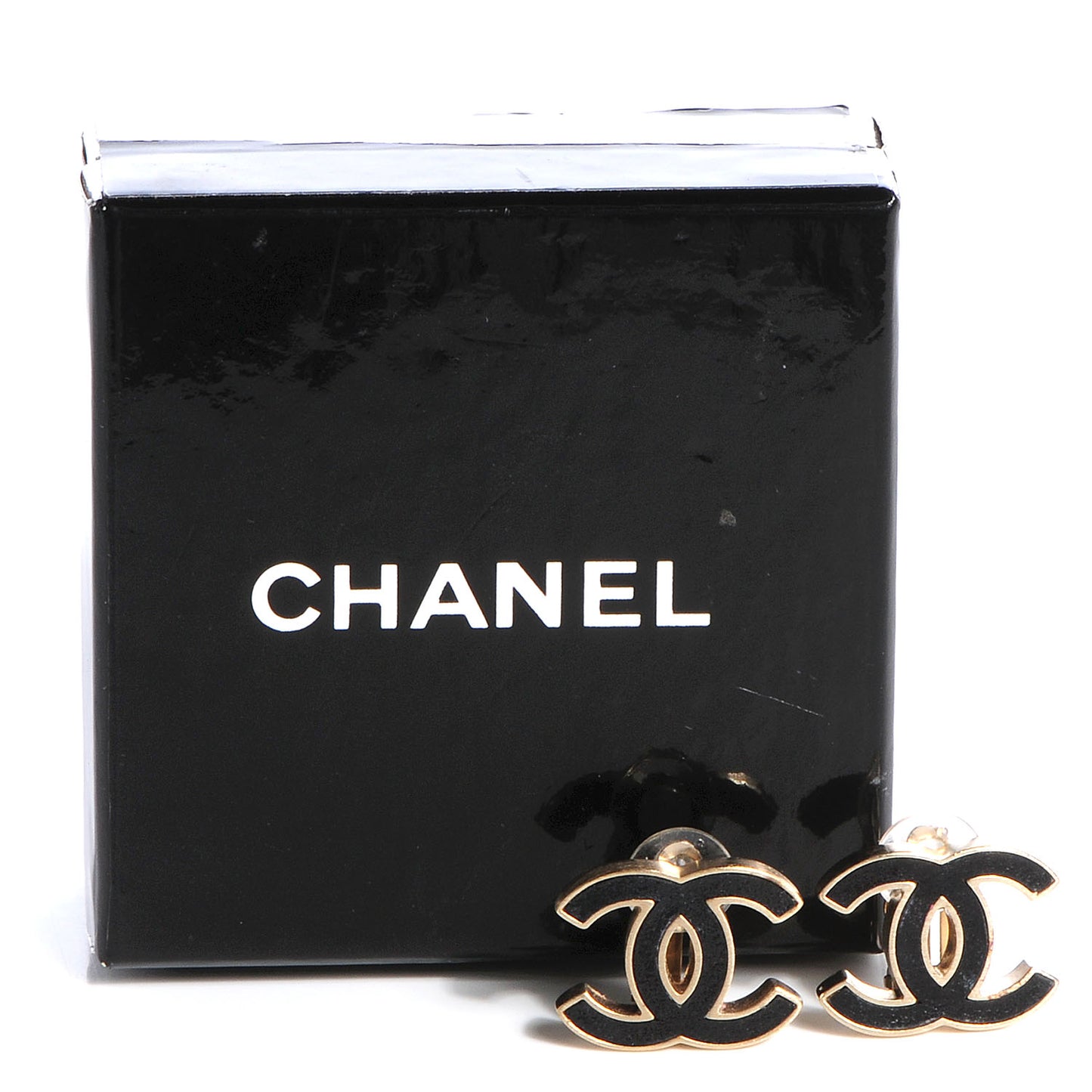 Lambskin CC Clip On Earrings Black