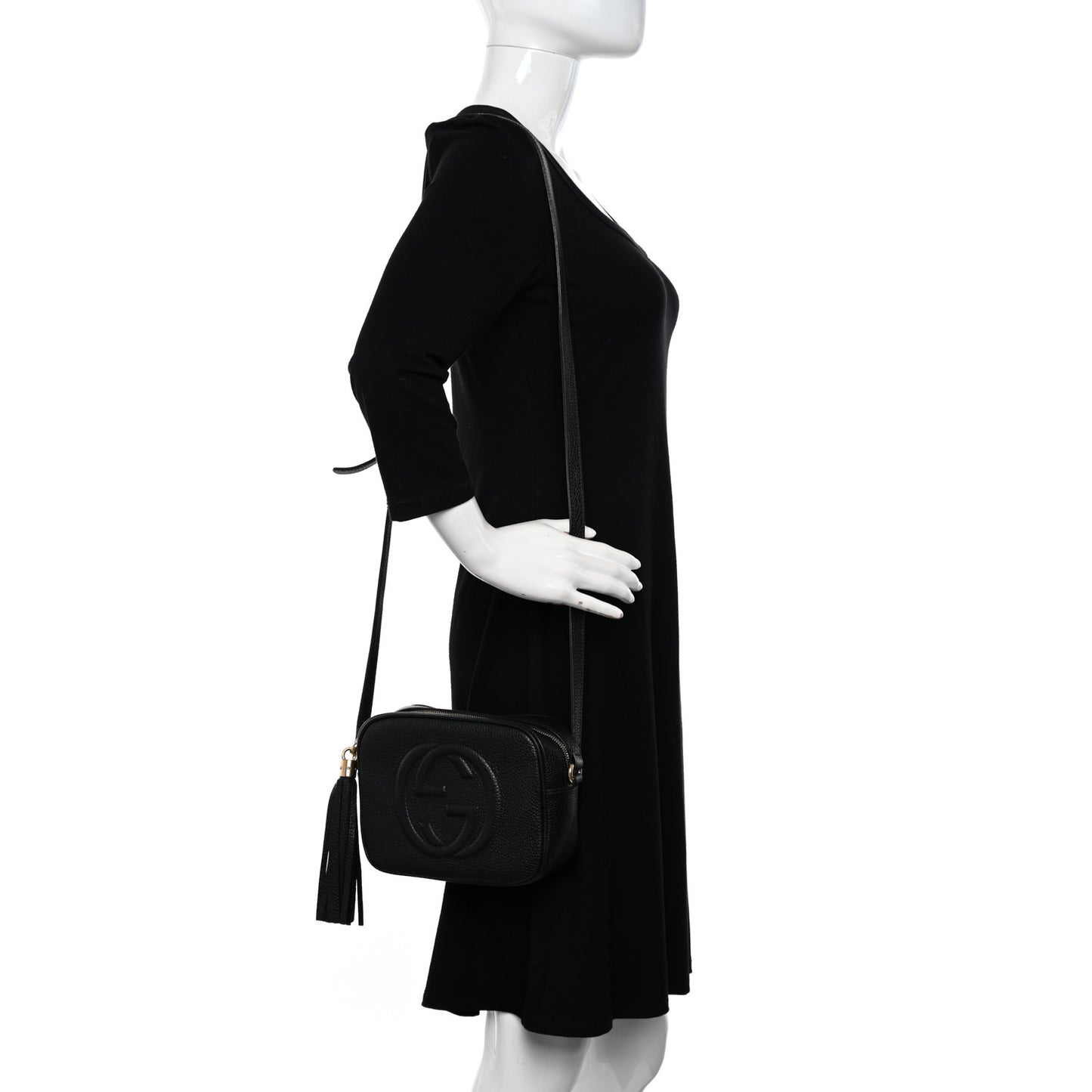 Pebbled Calfskin Small Soho Disco Bag Black