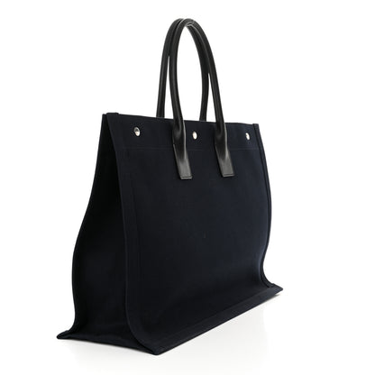 Saint Laurent Linen Calfskin Rive Gauche Tote Navy 3 of 12