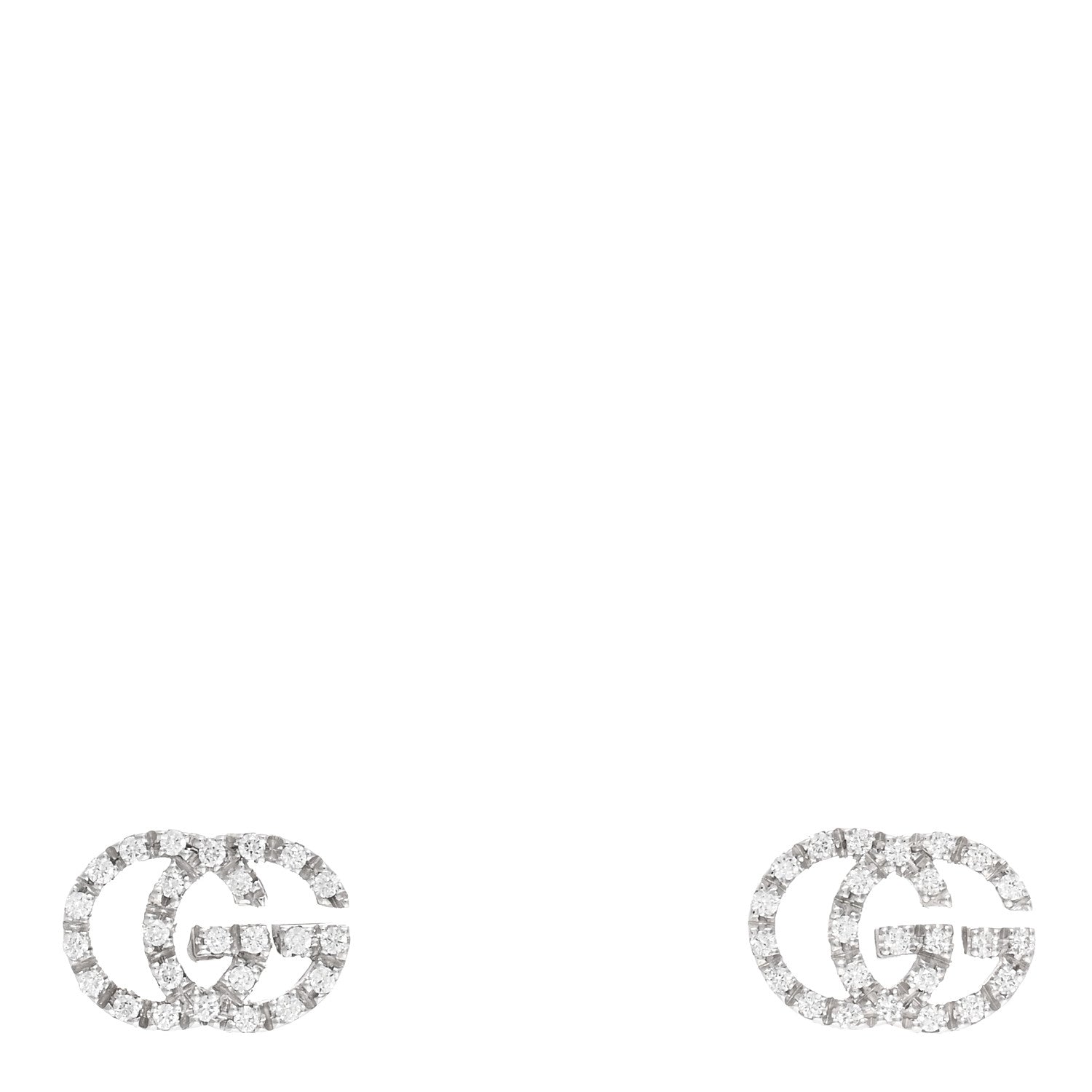 Gucci 18K White Gold Diamond Mini Running G Earrings 1 of 5