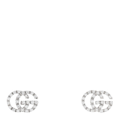 Gucci 18K White Gold Diamond Mini Running G Earrings 1 of 5