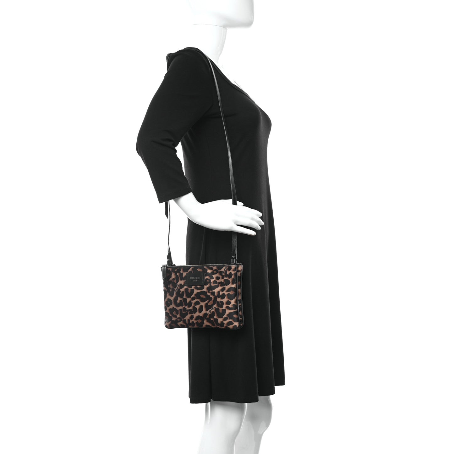Nylon Leopard Print Candice Crossbody Black