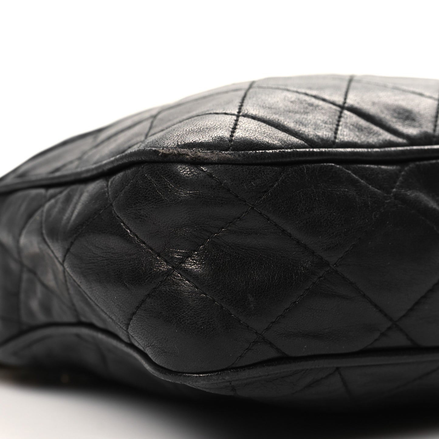 Lambskin Quilted Tassel Camera Case Black