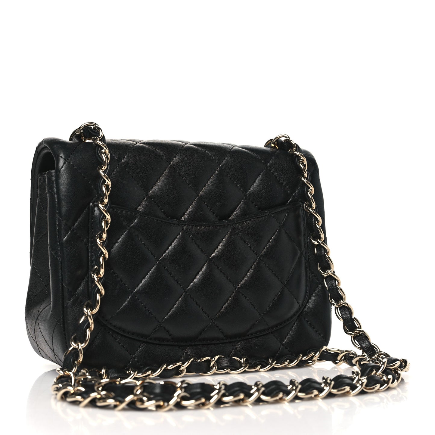 Lambskin Quilted Mini Square Flap Black