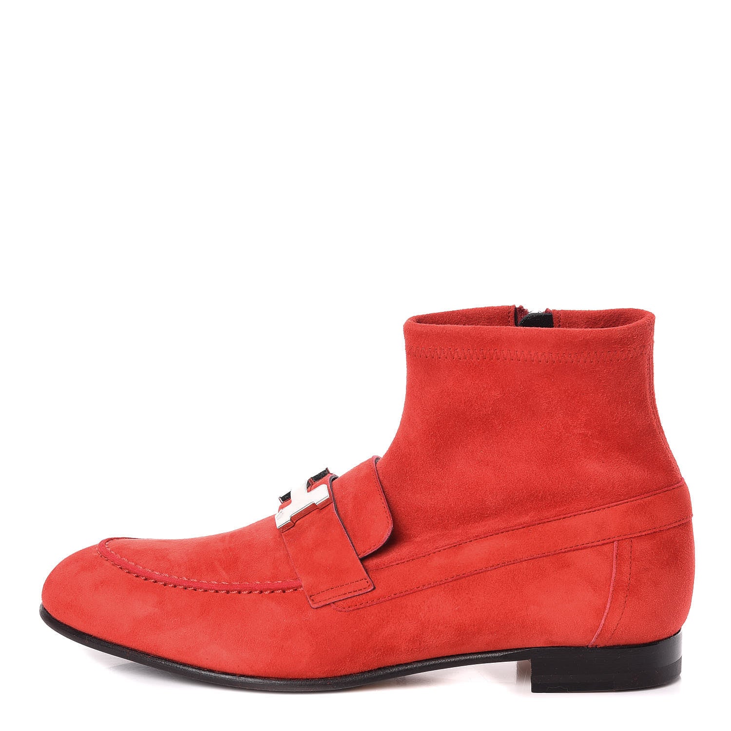 Hermes Stretch Velvet Goatskin Saint Honore Ankle Boots 37 Rouge Piment 1 of 7