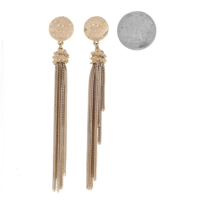 Chanel Metal CC Coin Tassel Earrings Gold 2 of 4