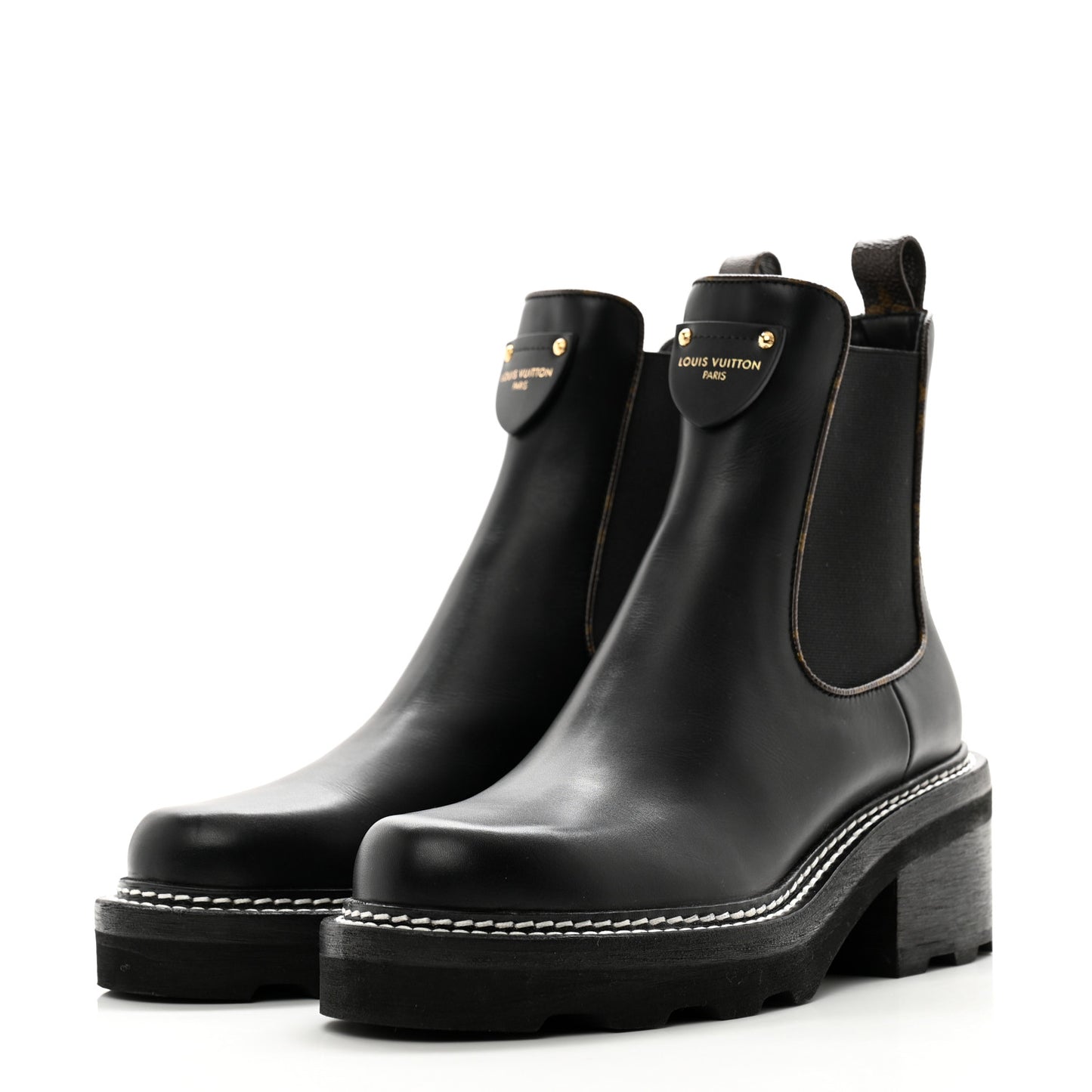 Calfskin Monogram Beaubourg Ankle Boots 37 Black