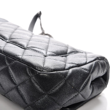 Chanel Metallic Calfskin Quilted Medium CC Eyelet Flap Dark Silver 11 of 13