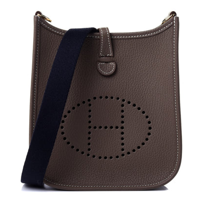 Hermes Taurillon Clemence Amazone Evelyne TPM Etoupe Bleu Indigo 1 of 5