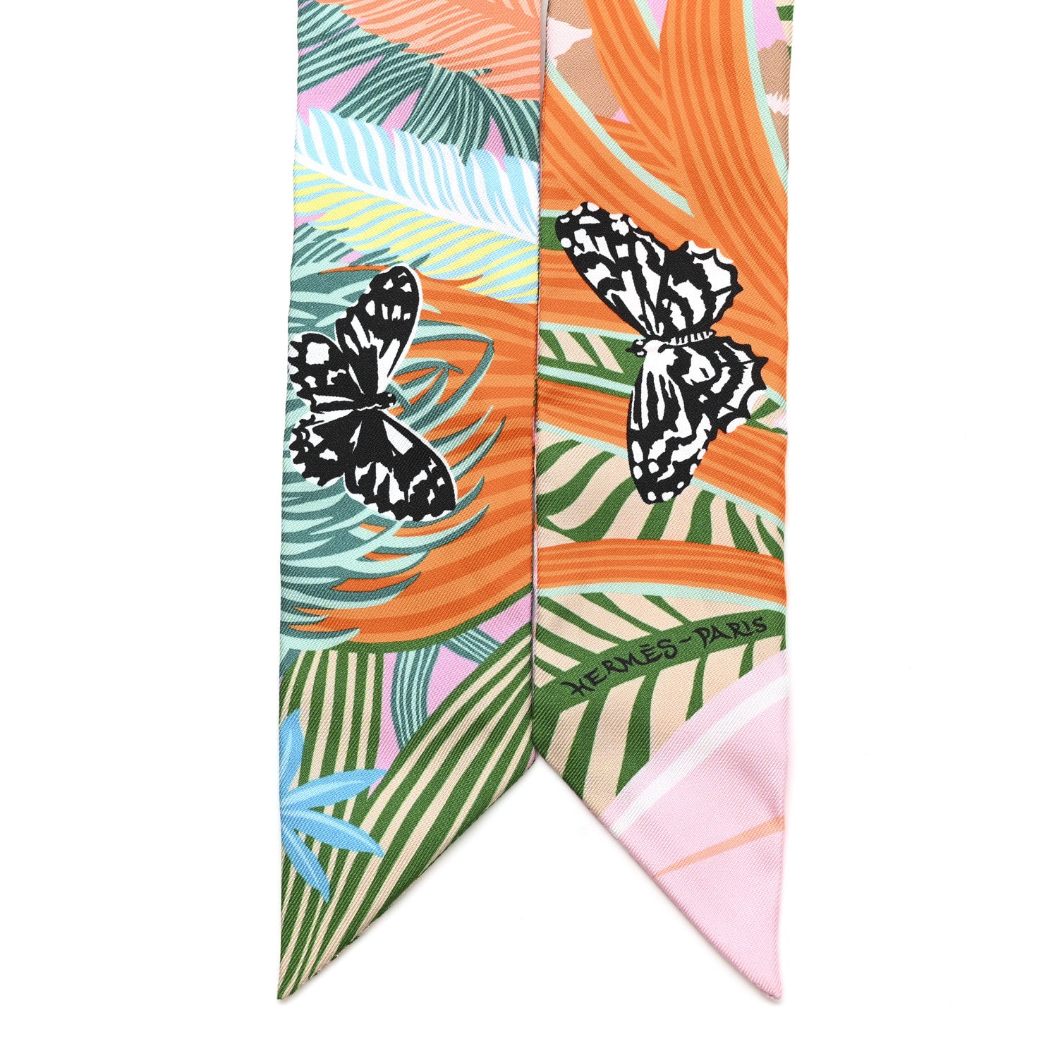 Hermes Silk Jaguar Quetzal Twilly Rose Beige Orange 2 of 5