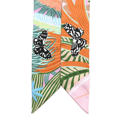 Hermes Silk Jaguar Quetzal Twilly Rose Beige Orange 2 of 5