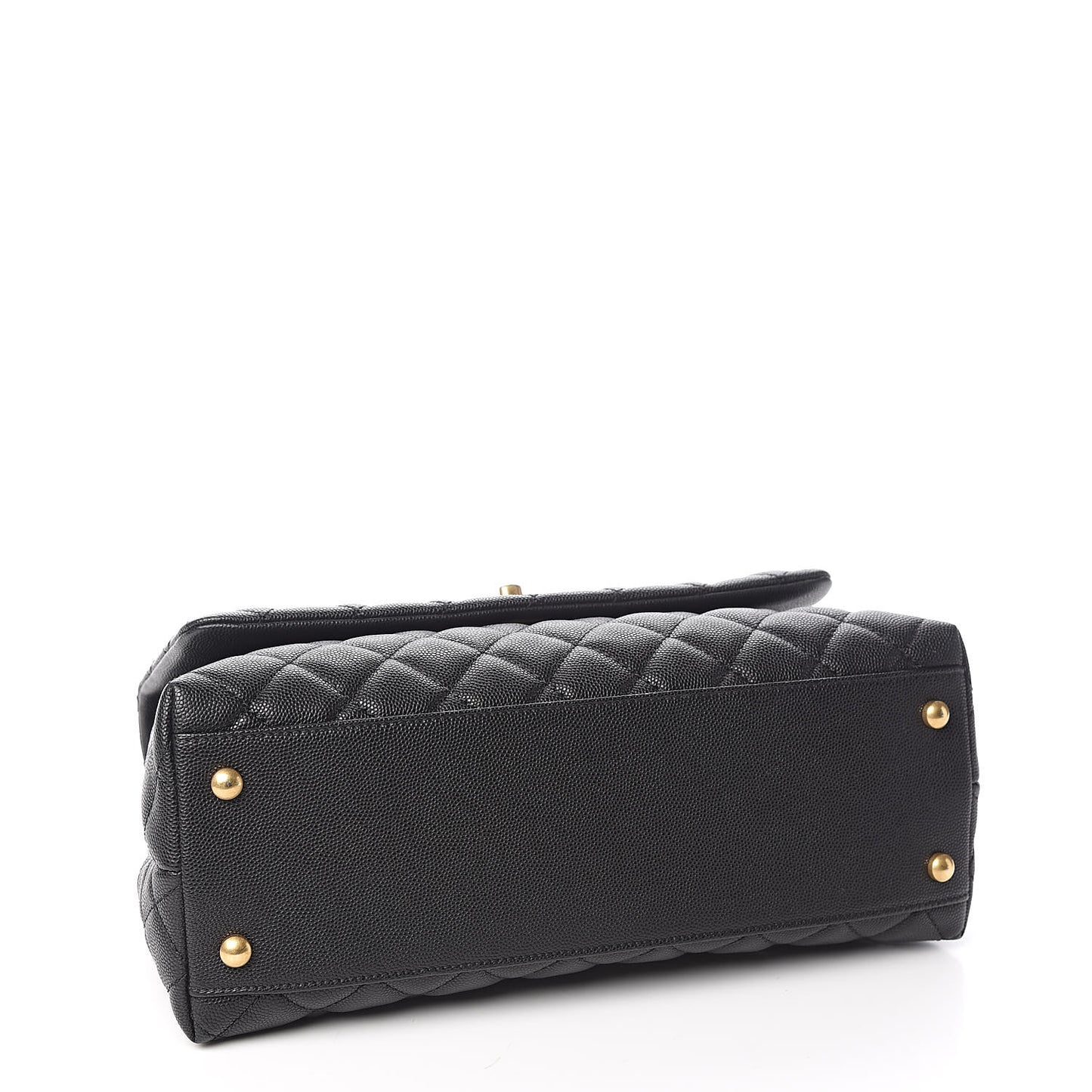 Caviar Lizard Embossed Quilted Small Coco Handle Flap Black