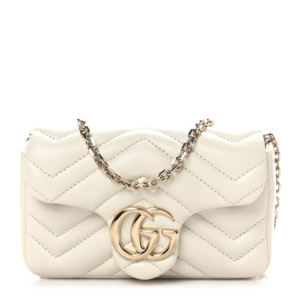 Gucci Lambskin Matelasse Mini GG Marmont Shoulder Bag White 1 of 10