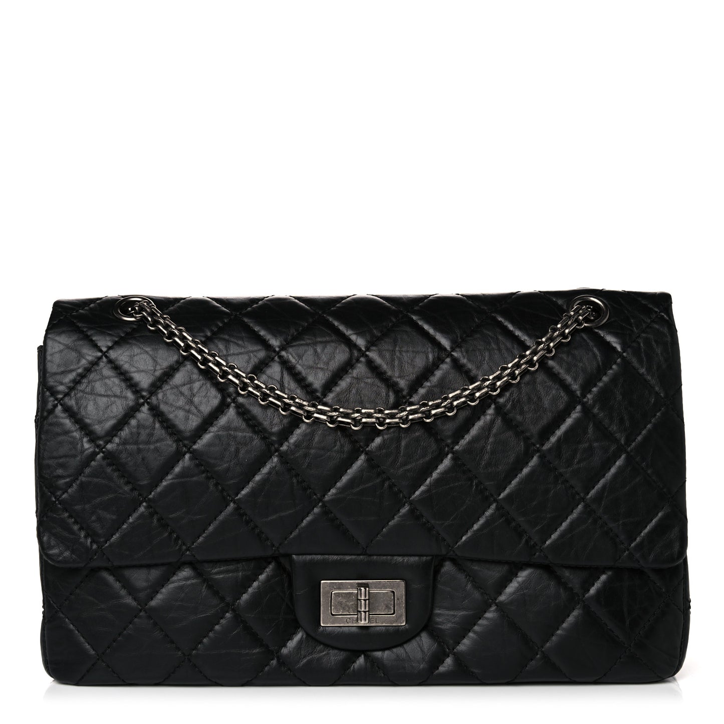Aged Calfskin Quilted 2.55 Reissue 227 Flap Black