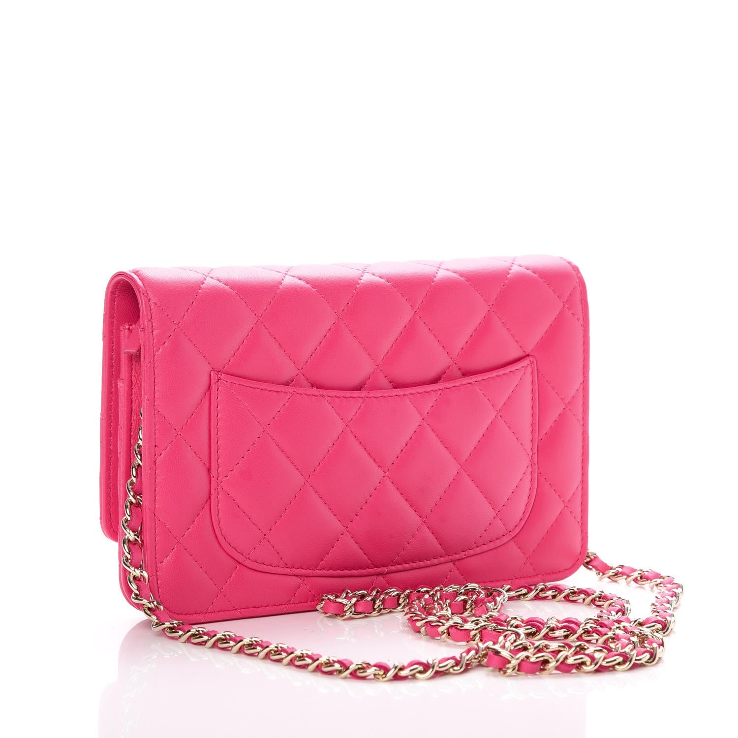 Chanel Lambskin Quilted Wallet On Chain WOC Pink 3 of 10