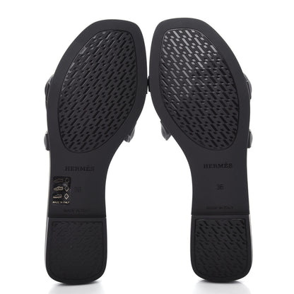 Hermes Rubber Aloha Sandals 36 Black 6 of 11