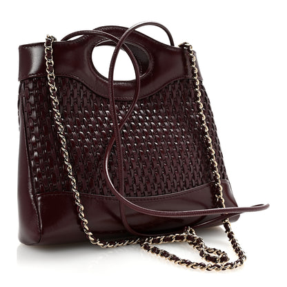 Chanel Shiny Lambskin Patent Calfskin Quilted Mini 31 Shopping Bag Dark Burgundy 3 of 10