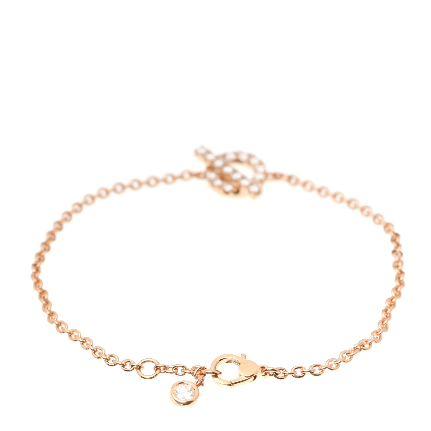 Hermes 18K Rose Gold Diamond Finesse Bracelet LG 3 of 5