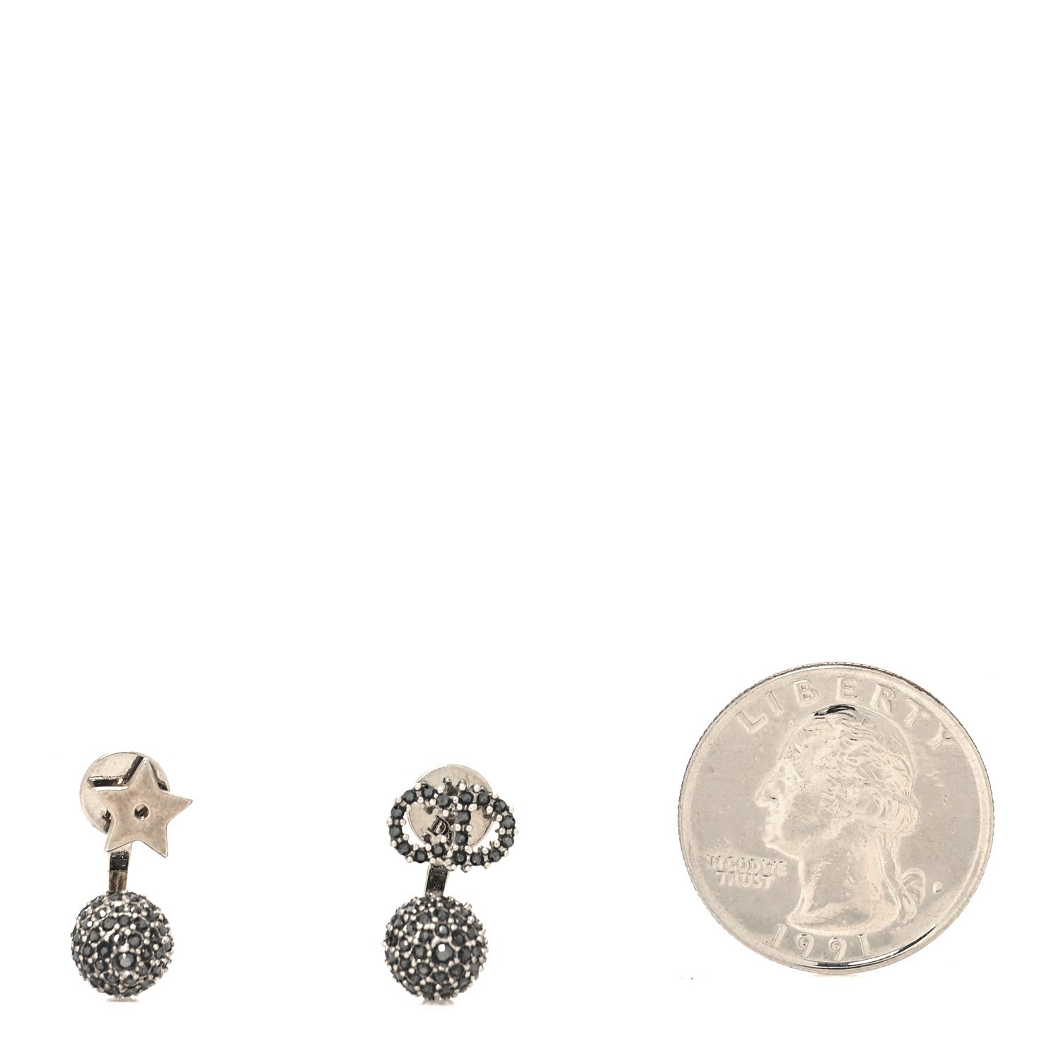 Christian Dior Crystal Star CD La Petite Tribal Earrings Silver 2 of 4