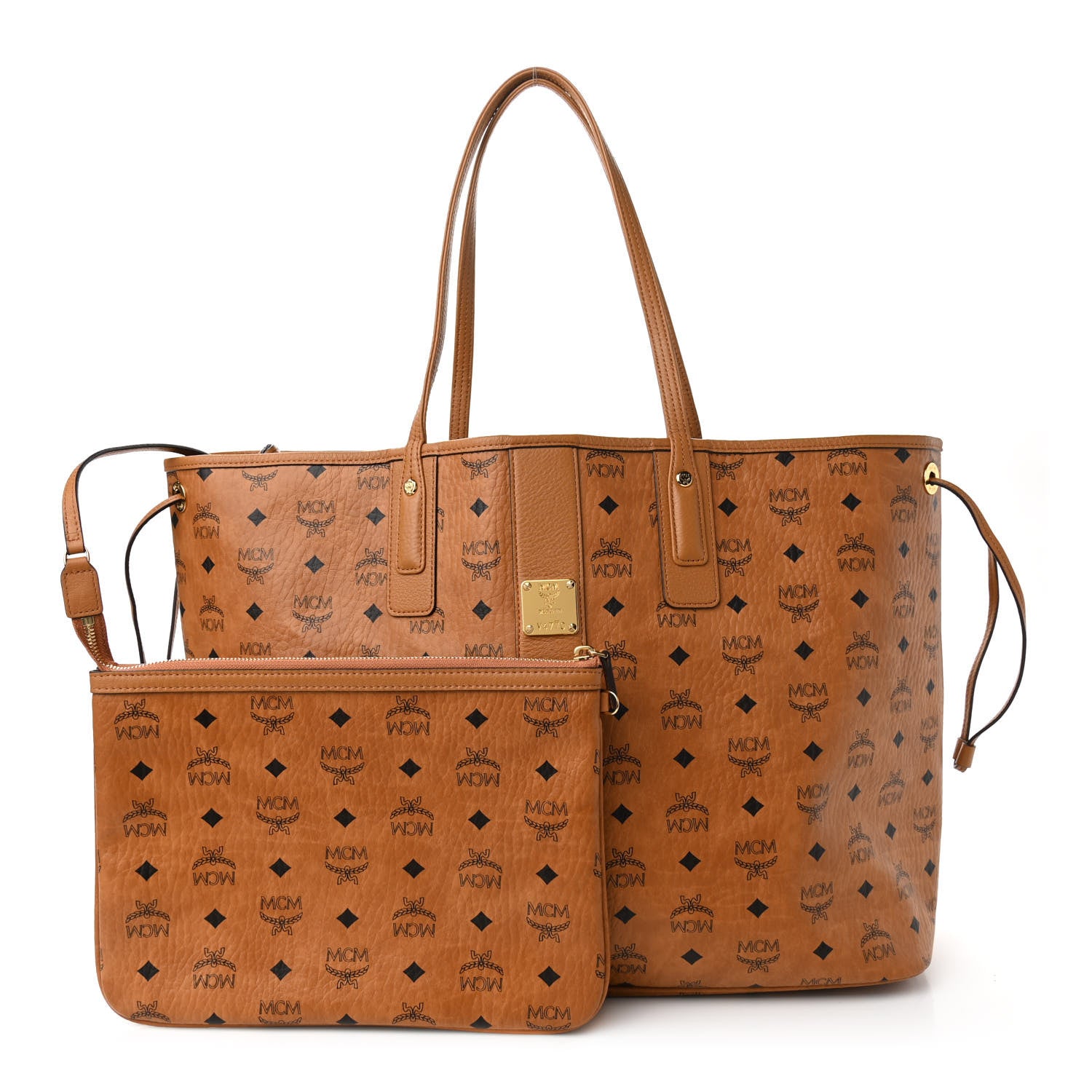 MCM Visetos Large Liz Reversible Shopper Tote Cognac 1 of 16