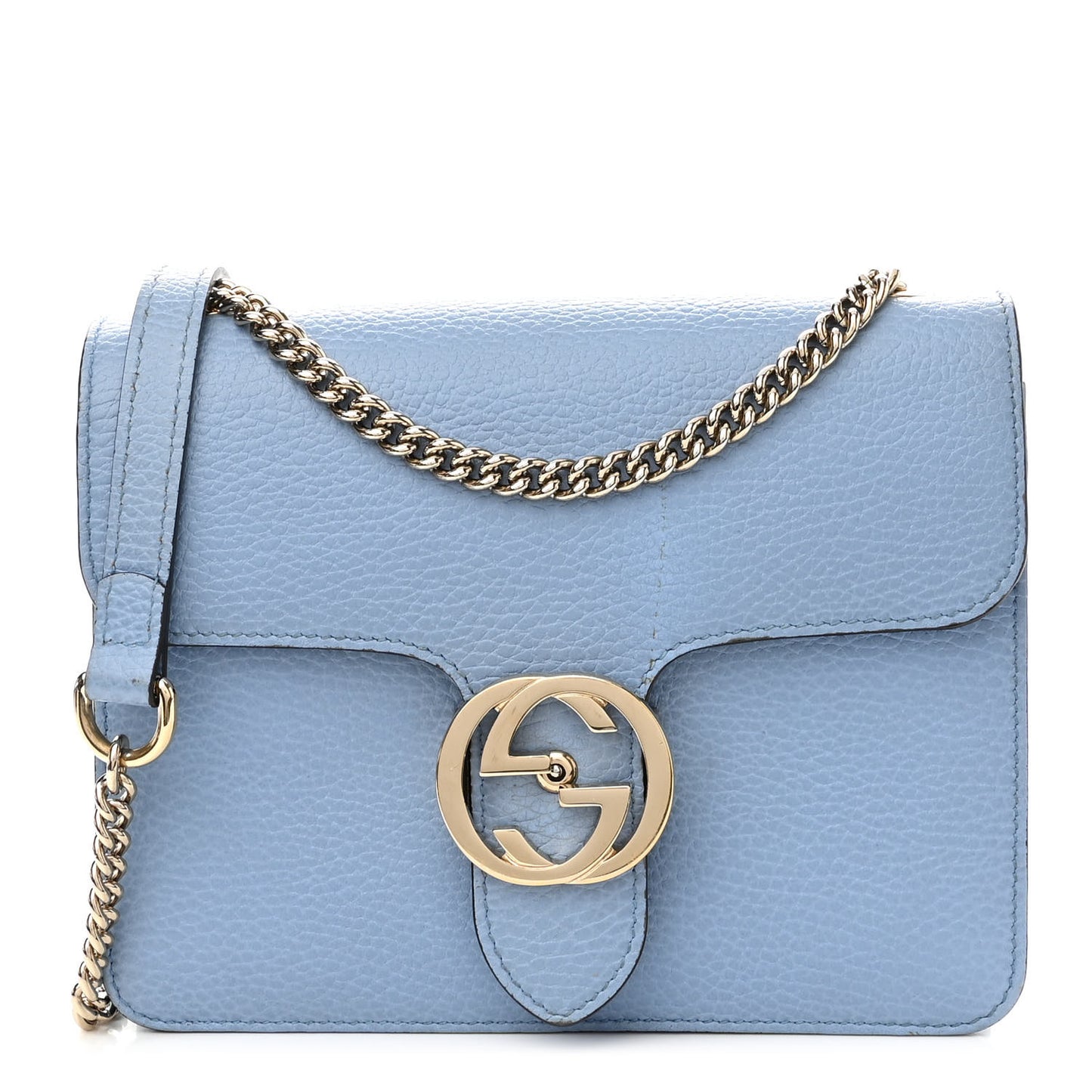 Dollar Calfskin Small Interlocking G Shoulder Bag Mineral Blue