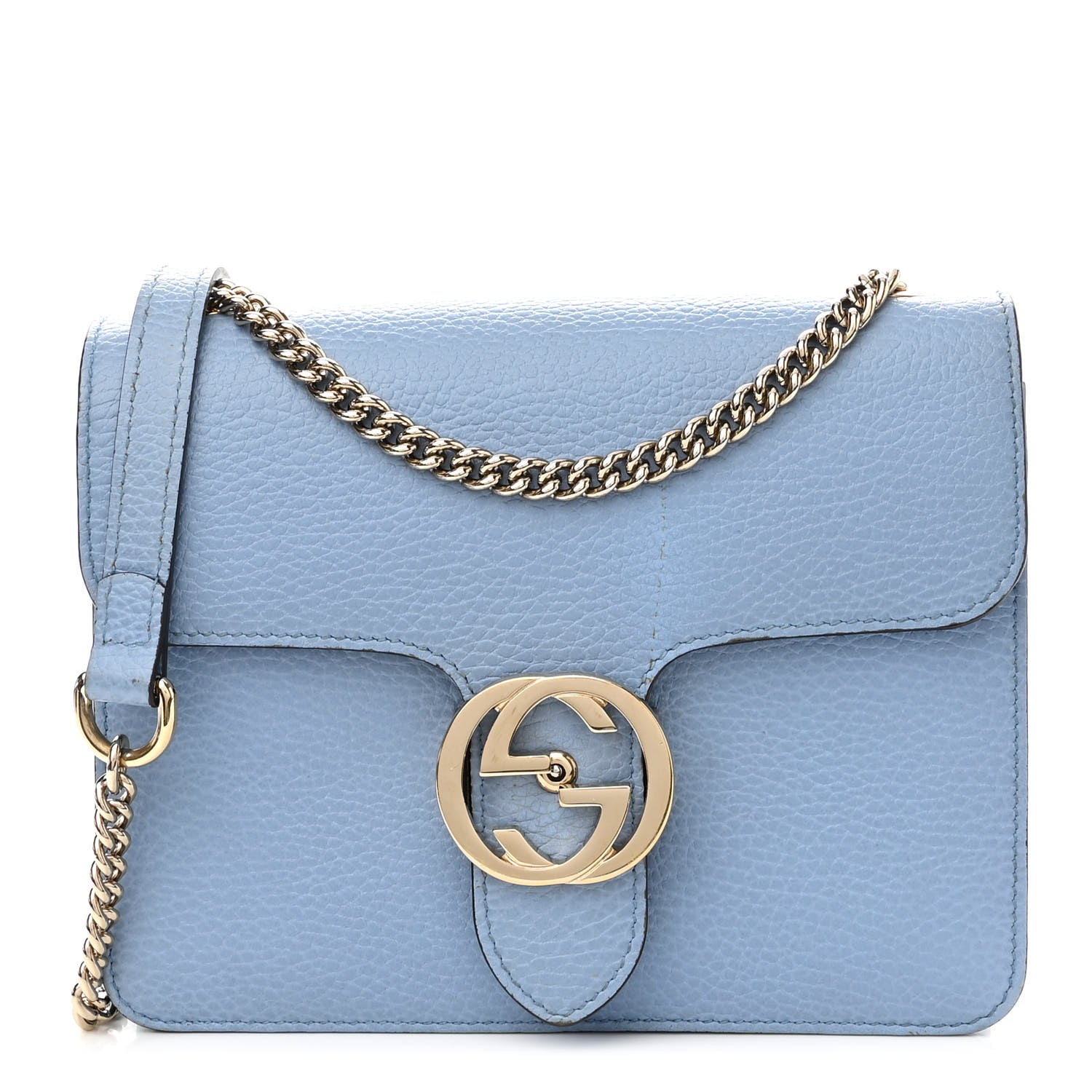 Gucci Dollar Calfskin Small Interlocking G Shoulder Bag Mineral Blue 1 of 12