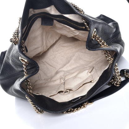 Gucci Pebbled Calfskin Medium Soho Chain Shoulder Bag Black 5 of 7