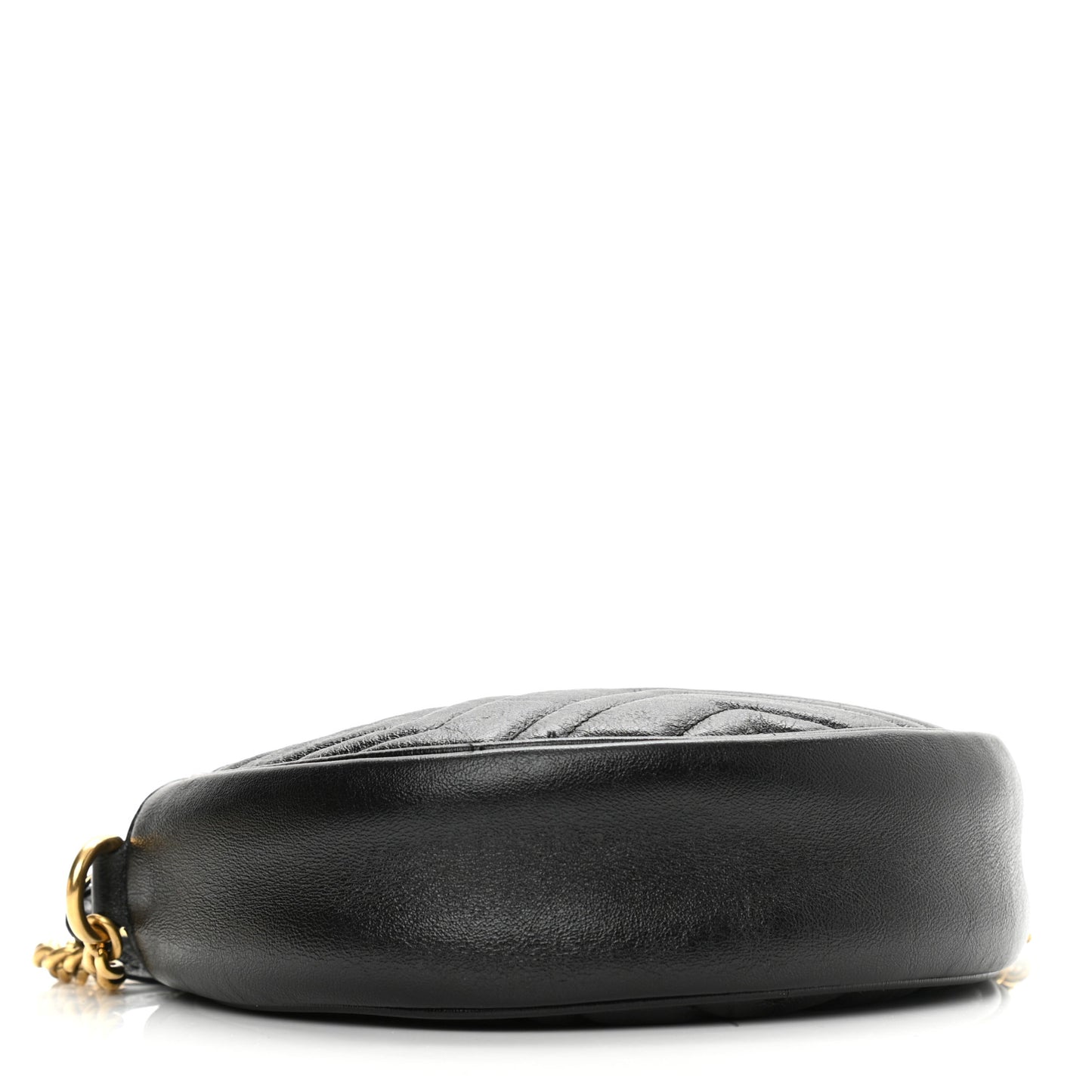 Azalea Calfskin Matelasse Heart Mini GG Marmont Round Shoulder Bag Black