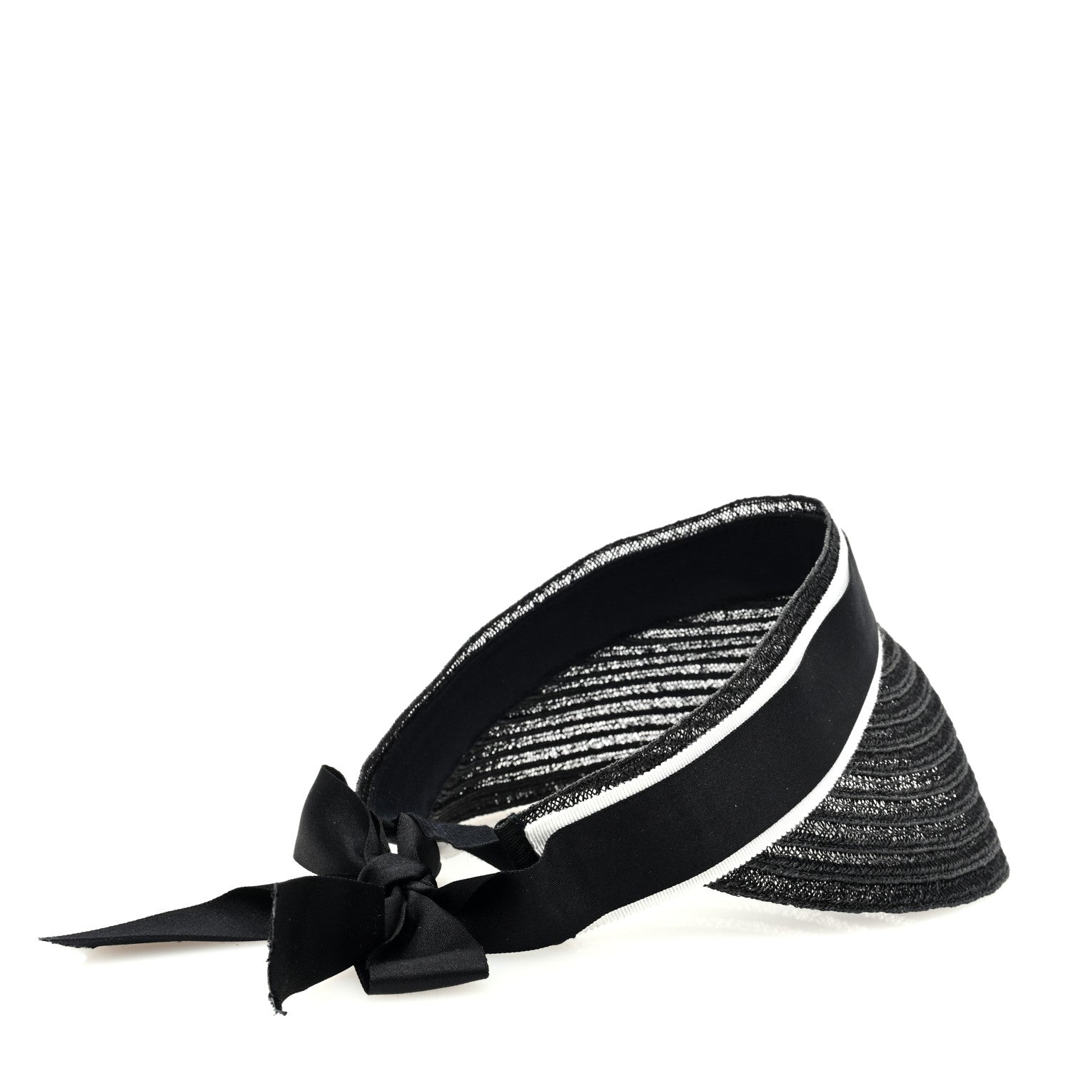 Chanel Abaca Cotton Ribbon Visor S Black 3 of 7
