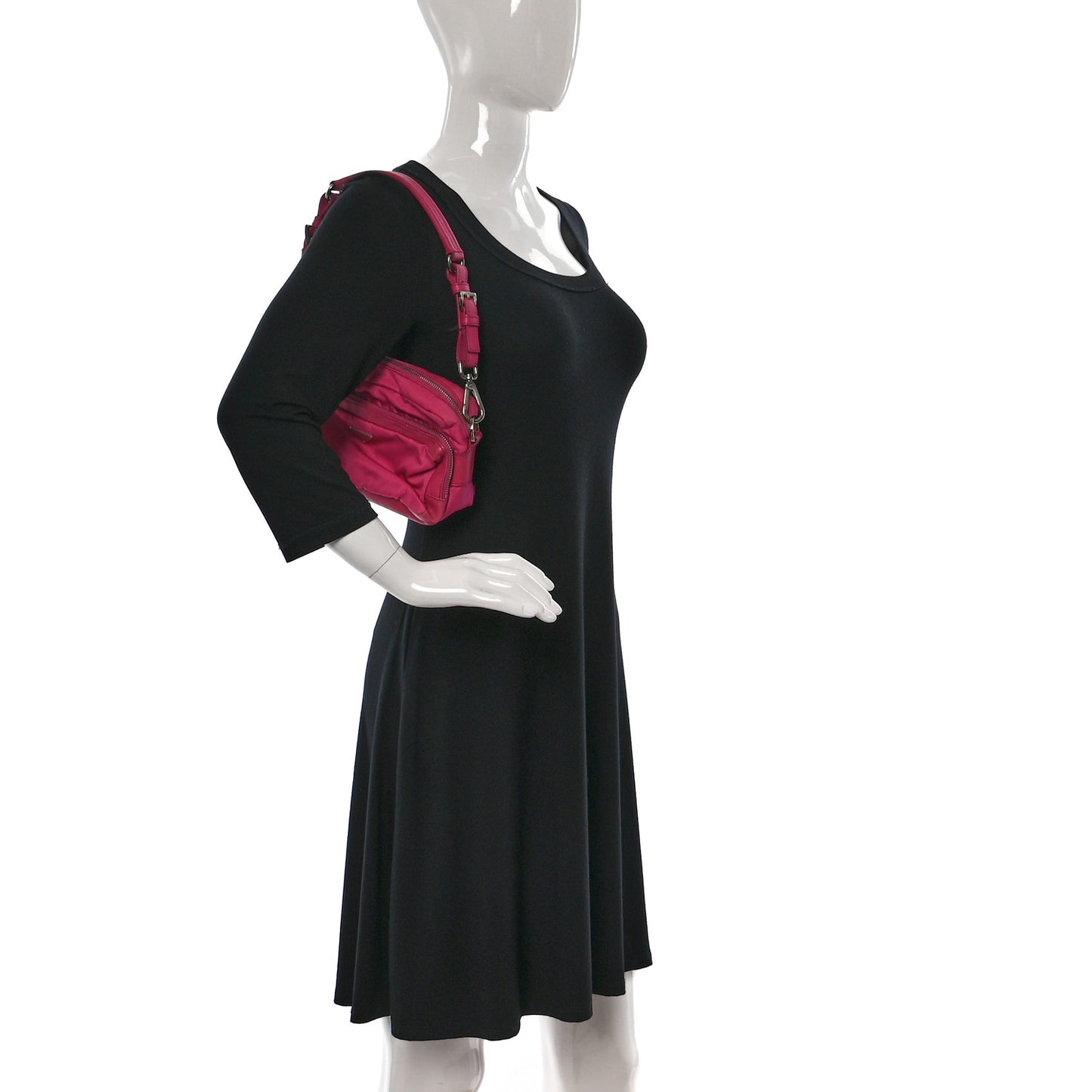 Tessuto Nylon Saffiano Double Pocket Shoulder Bag Pink