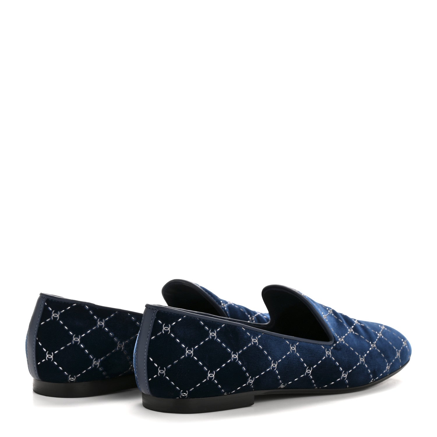 Chanel Velvet Moccasin Loafers 40 Blue 5 of 11
