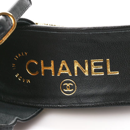 Chanel Lambskin Cap Toe Open Wedge 36 Black 7 of 8