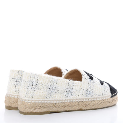 Chanel Tweed CC Espadrilles 39 Ecru White Blue Black 4 of 11
