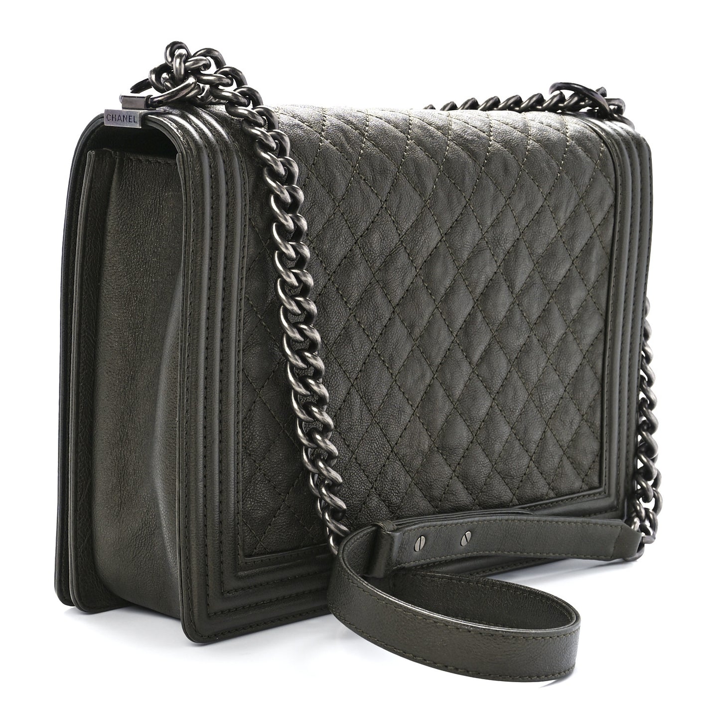 Caviar Quilted Large Boy Flap Green