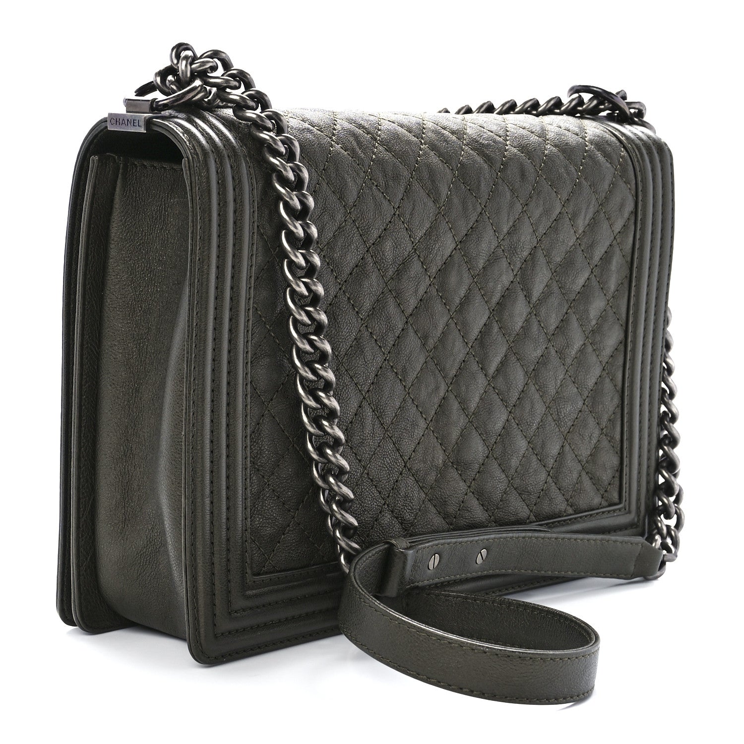 Chanel Caviar Quilted Large Boy Flap Green 2 of 10