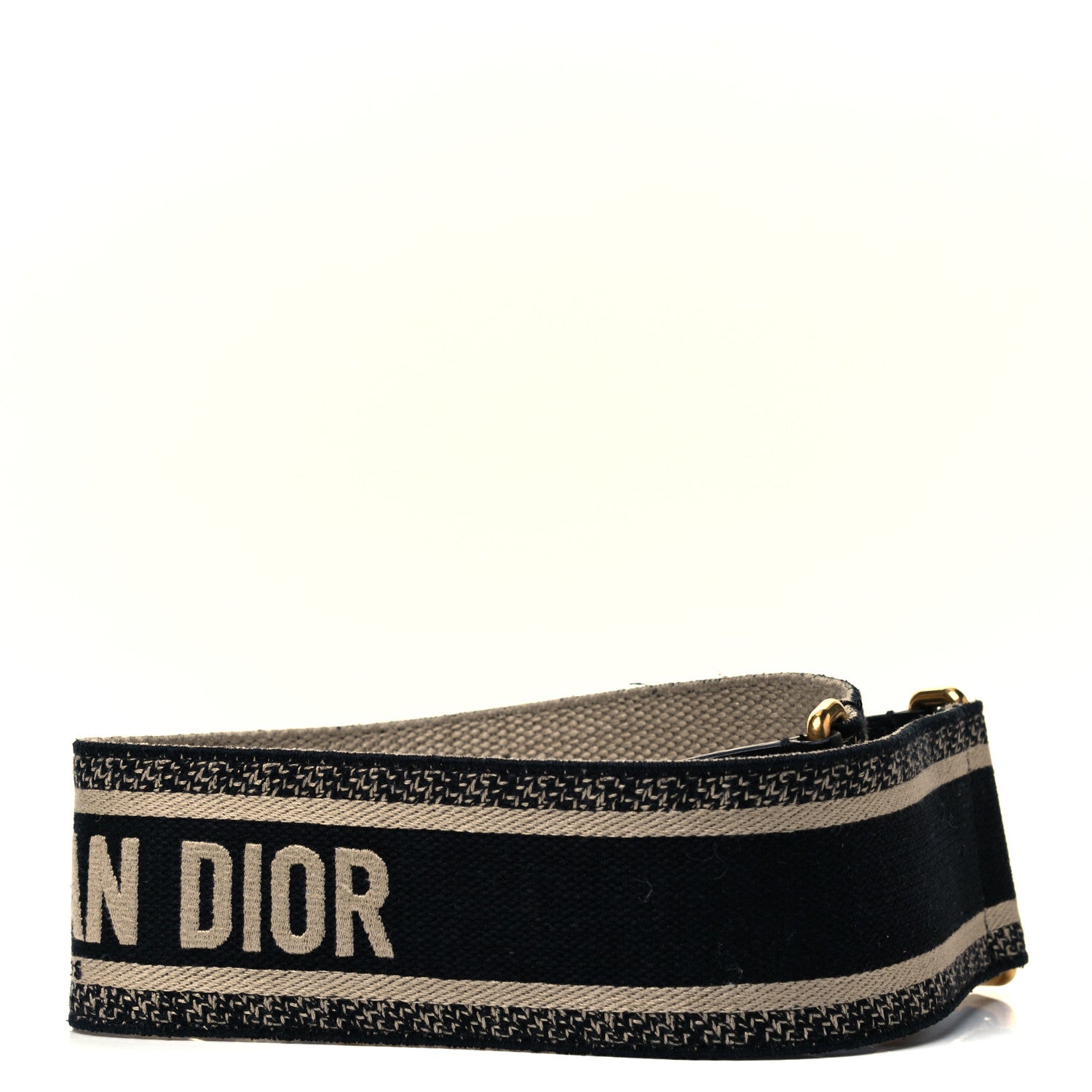 Christian Dior Canvas Embroidered Shoulder Strap Black 2 of 4